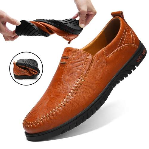 正品春季真鞋皮豆鞋男士休皮鞋韩式时闲尚透气懒单腿豆软底男鞋