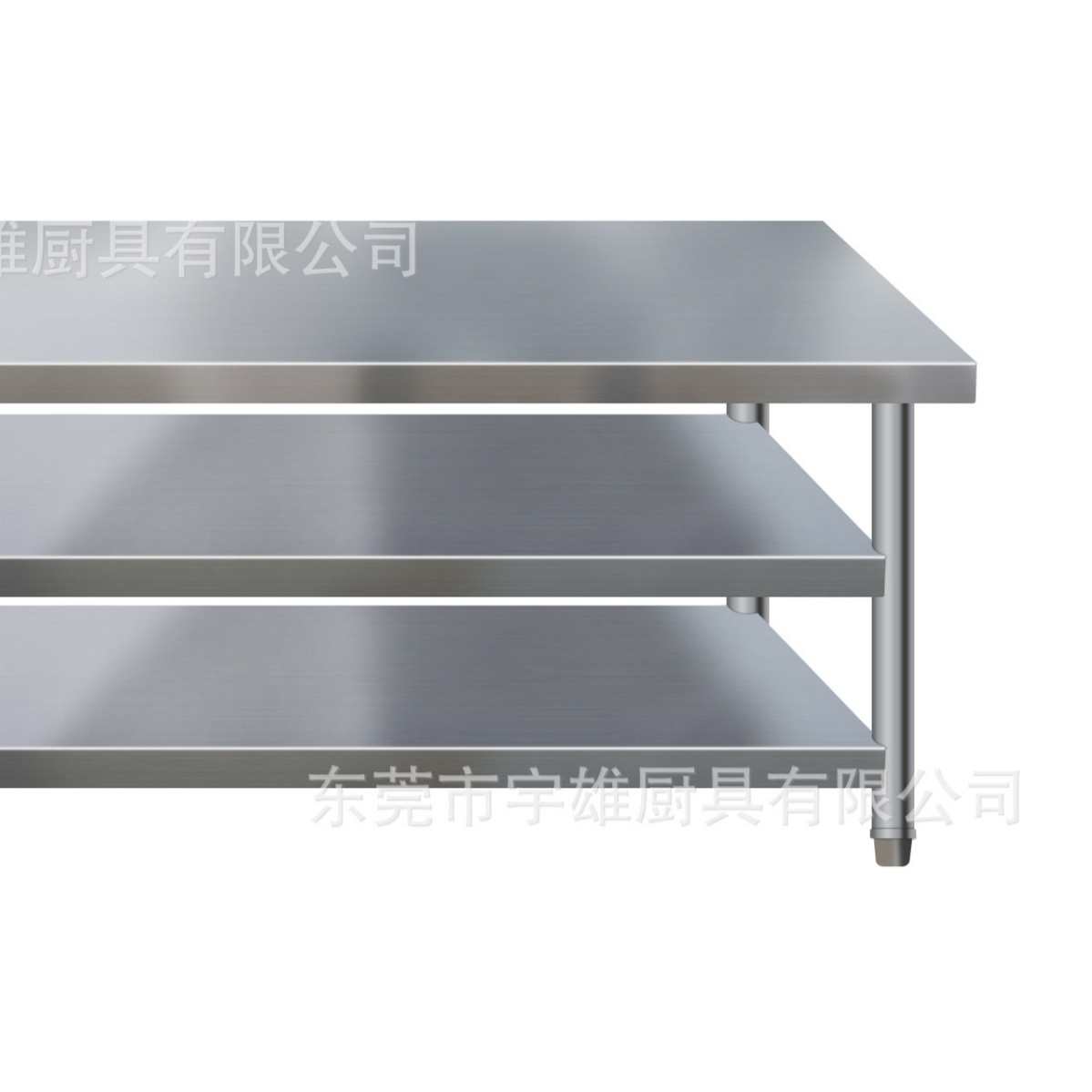 定制201/304不锈钢厨具三层工作台饭店厨房操作台可拆装焊接圆脚