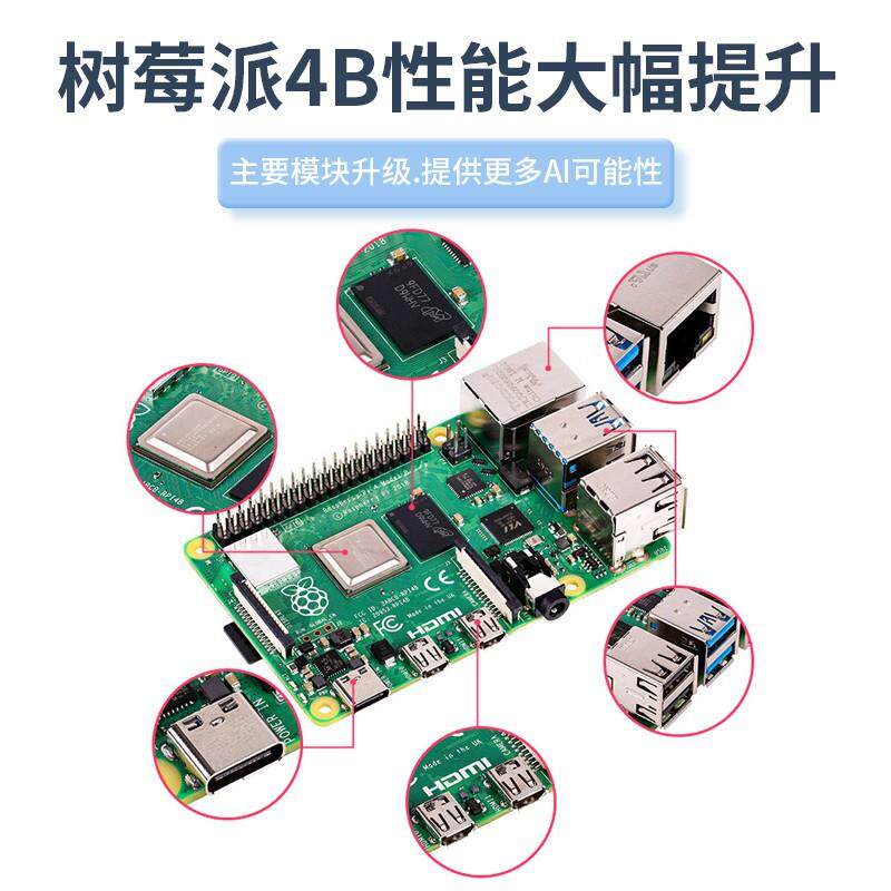 4代B型RaspberryPi4B2G4G8GAI开发板编程