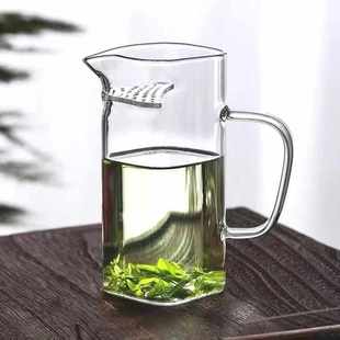 功夫茶具配件滤茶 加厚方形月牙玻璃公道杯家用分茶器耐热茶漏套装