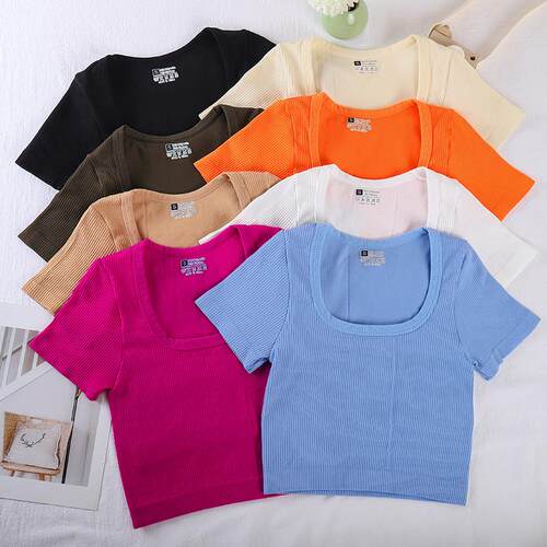 T-shirt for yoga and sports, short sleeved T-shirt, tight