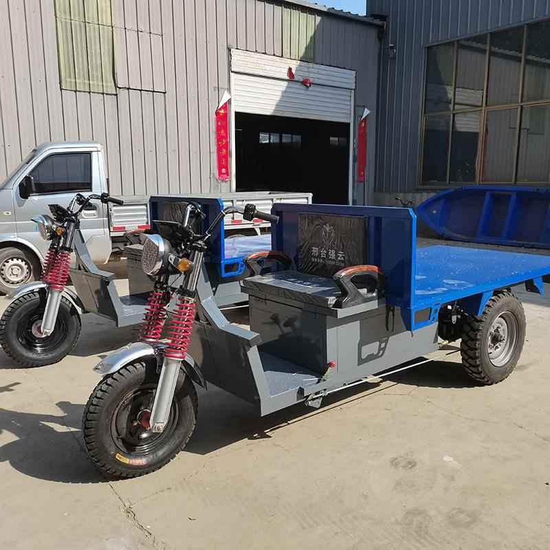 建筑工卸地三轮车GOW电动平三轮车搬运拉货板斗车液压自工翻程车