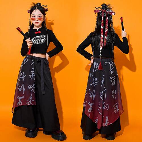 儿童中国风服装元旦演出服合唱服汉服表演古装女童爵士舞街舞潮服