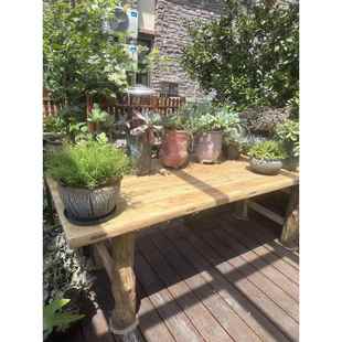 老榆木茶风桌柏木桌腿书实木板门板复古木吧台桌原木化餐桌长TVP