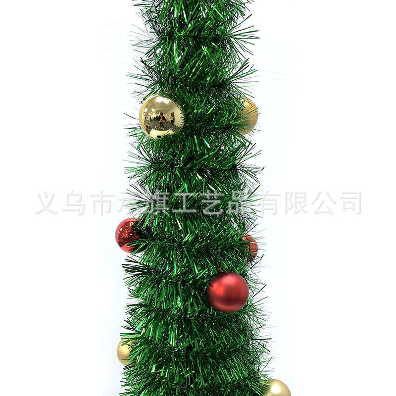 可折叠18m绿色茜草装饰/..球5pet伸缩毛条圣诞圣诞树新款1