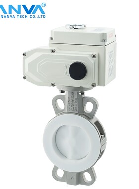 电动全衬四氟对夹蝶阀D971F4-16P耐强酸碱腐蚀工业化工切断阀