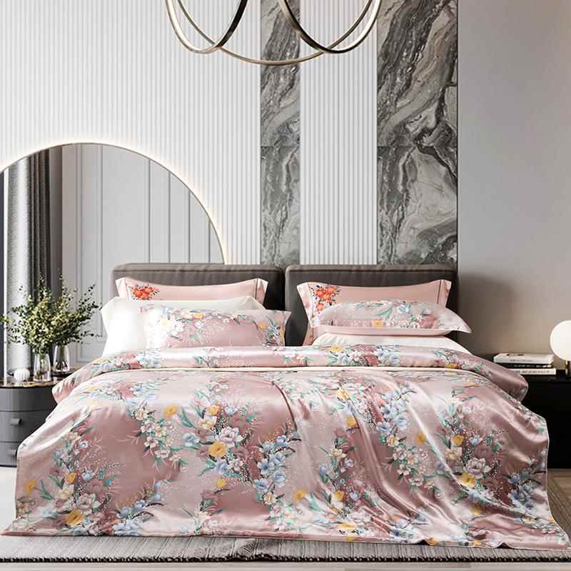 正品面蚕丝丝丝四件套100%桑蚕床上用品欧式裸睡可及豪华双重蚕被