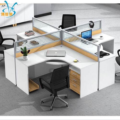简易现代职员办公桌屏风工位 L型办公隔断卡座办公家具员工位