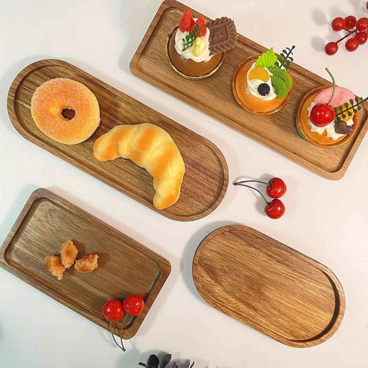 相思木盘子果盘咖啡托盘椭圆家用茶盘下午茶点心蛋糕盘复古收纳盘