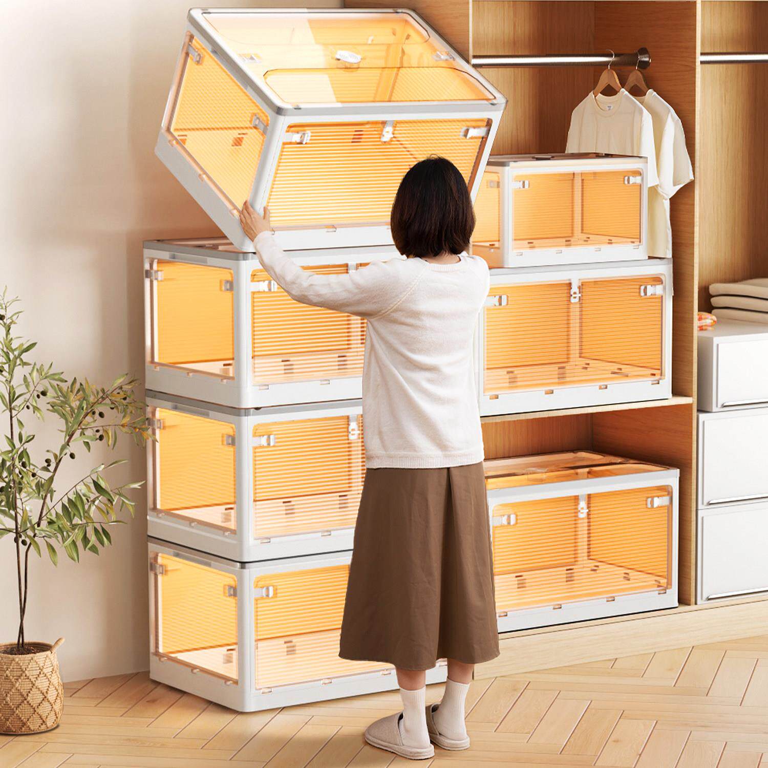 日本衣服收纳箱家用收纳衣柜衣物超大整理盒塑料被子折叠储物箱