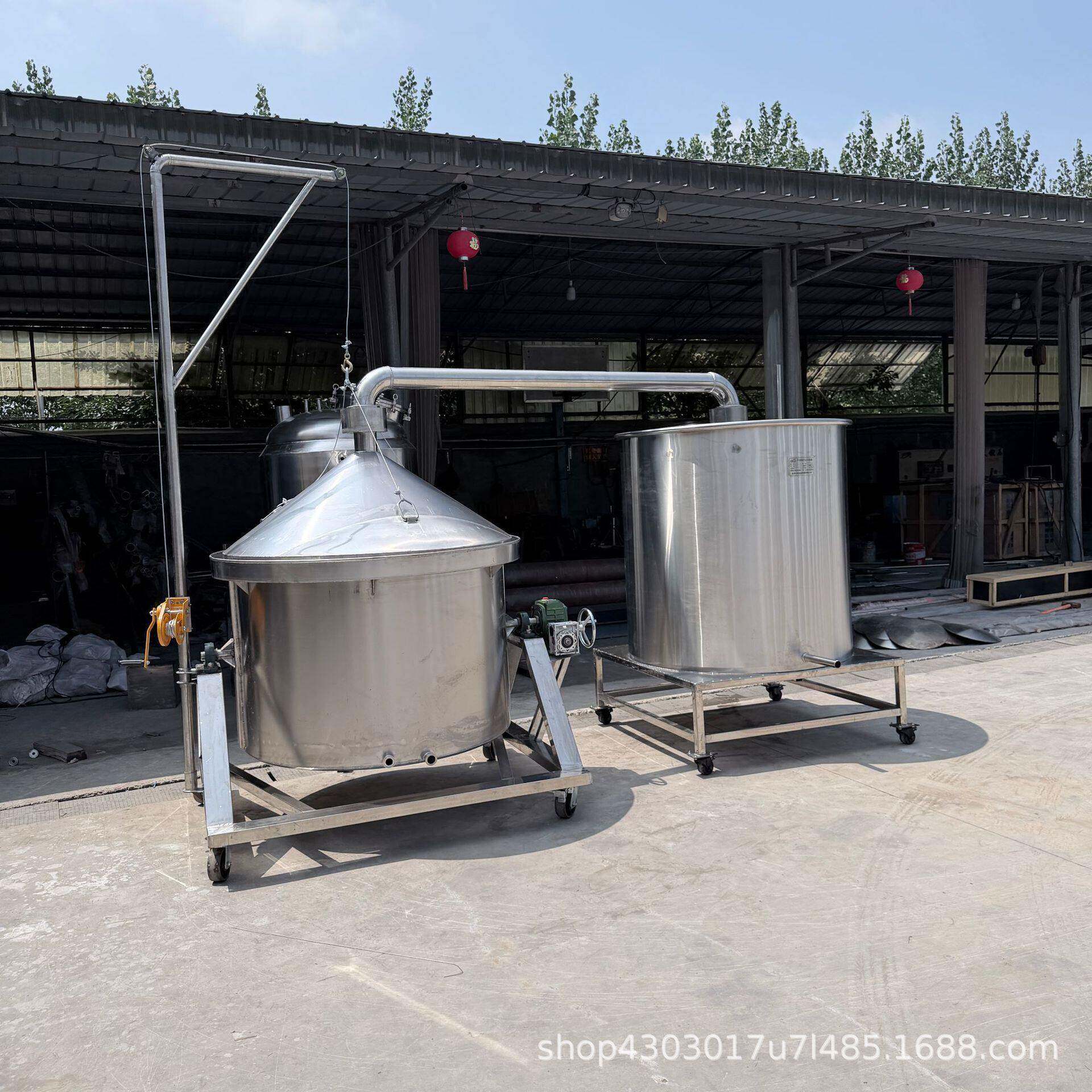 双层不锈钢蒸酒锅坚固耐用风冷水冷冷却器粮食酒蒸馏设备