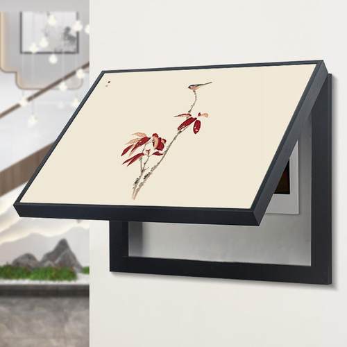 配电箱装饰画新中式免打孔挂画可推拉电表箱弱电闸总开关盒子壁画