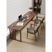 实木双人书桌长条桌靠墙窄桌儿童学习桌学生写字桌覆古办公电脑桌