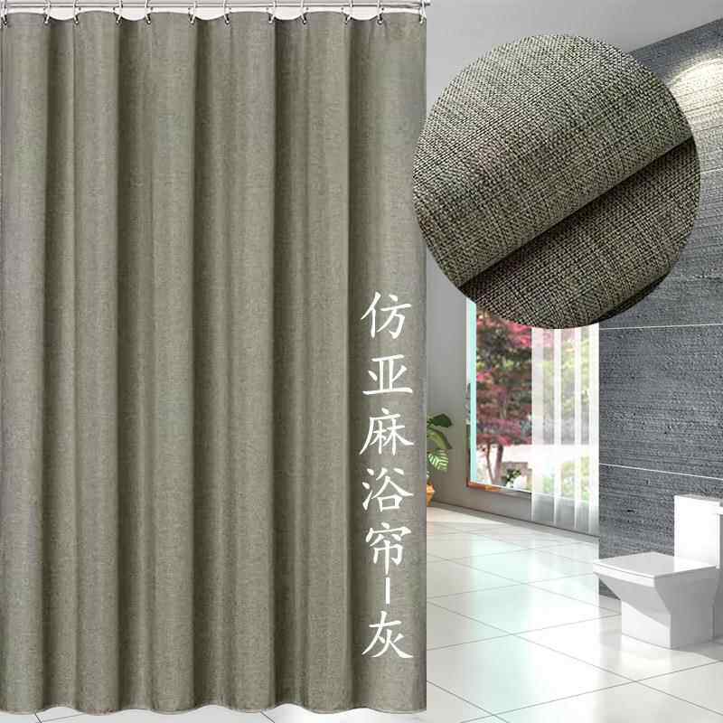 跨境亚麻浴帘简约加厚素色浴帘防水酒店卫生间挡水帘厂家直销