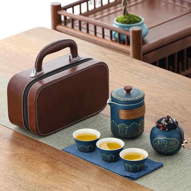 携带式旅行茶具户外泡茶包一壶三杯中秋庆礼品快客杯随身带茶具厂