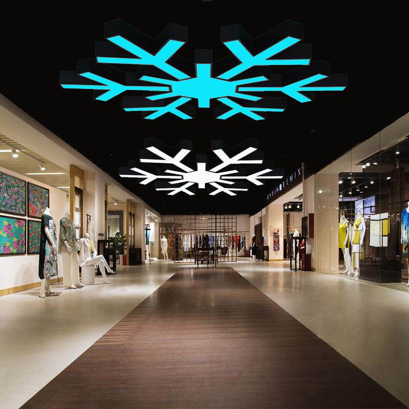 LED雪花装饰吊灯商场超市办公室健身房展厅网咖树叶拼接创意灯具