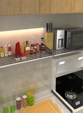 A9架LF75T7SM8厚厨房方管置加物架304不锈钢1层墙上烤箱支壁式挂