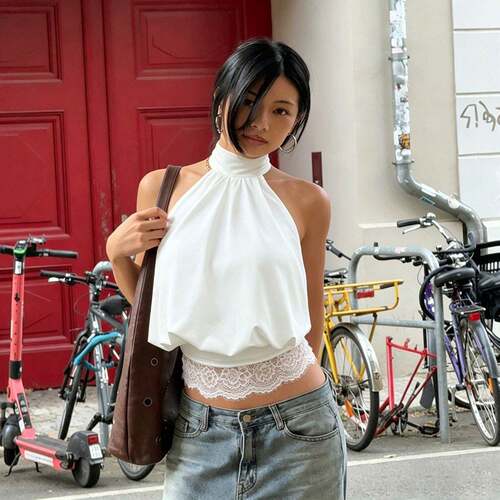 Sexy Elegant Casual Street Style Spliced Halter Camisole.