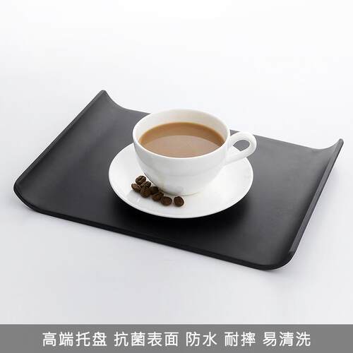 日式托 托盘茶水杯盘密胺黑色盘子商用茶盘摆件酒店水杯扶手餐盘