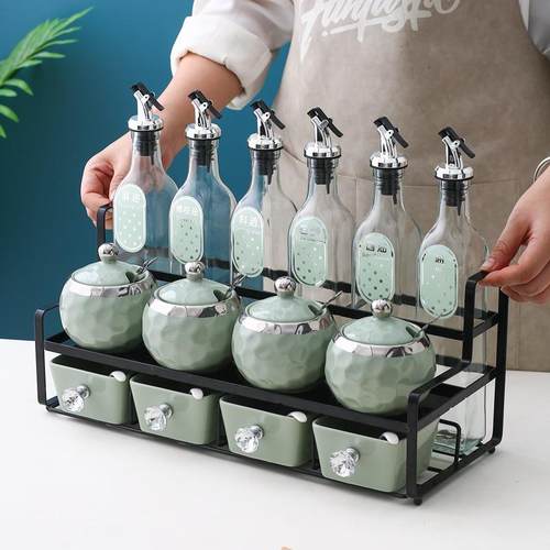 高颜值调味罐套装家用调料油盐酱醋调料瓶罐组合装厨房陶瓷调料盒 - 封面