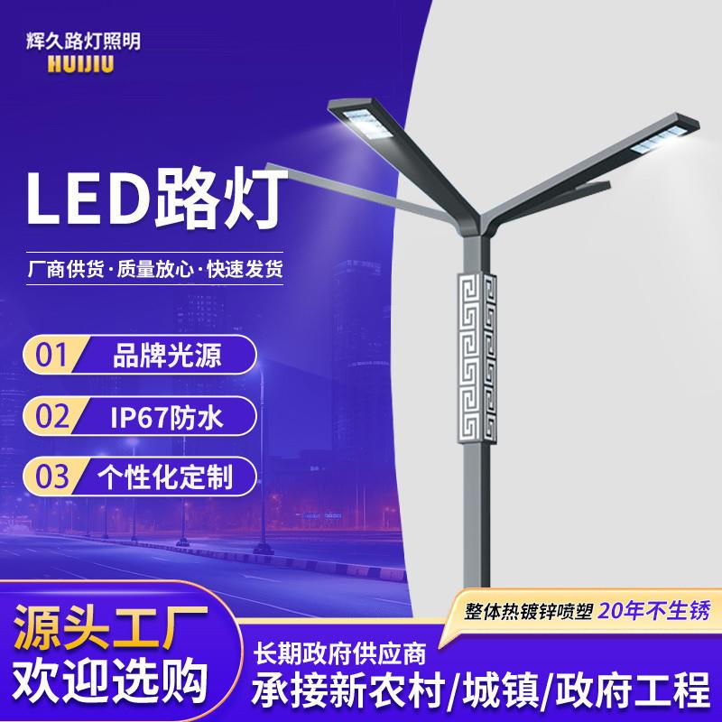 市电路灯led灯投光灯6米四臂灯头户外照明灯灯带四头节能防水灯