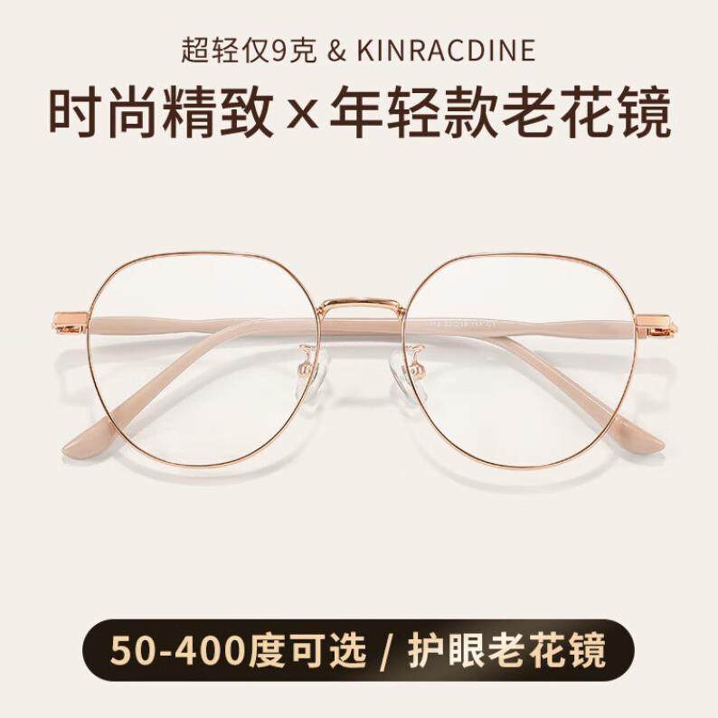 抖音爆款老花镜金属大框时尚洋气中老年超轻老花镜高清防蓝光花镜