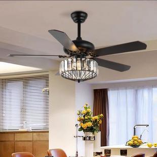 亿大美式 水吊晶风扇餐厅客厅509吊灯仿古轻灯奢电风扇家扇用静音