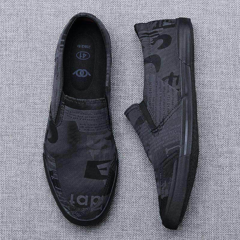 男鞋2025新款夏季透气帆布鞋男潮流休闲男款懒人一脚蹬老北京布鞋