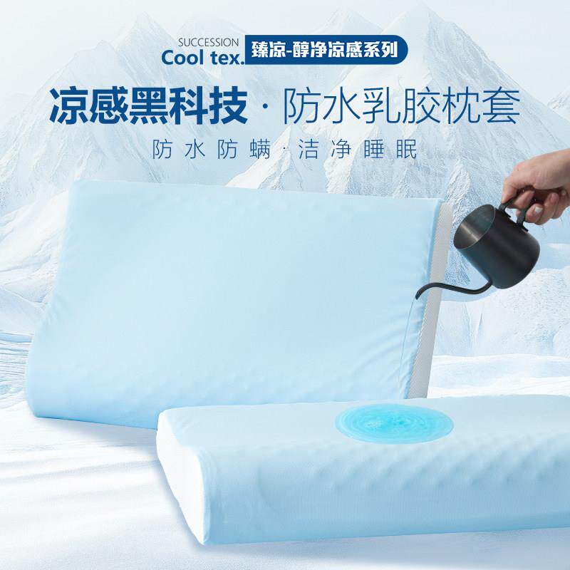 乳胶枕套40cmx60cm夏季冰丝凉感防口水一对装单人记忆枕头套橡胶4