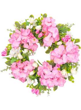 花茉  2025新款前门粉红色绣球花和郁金香花环母亲节花环