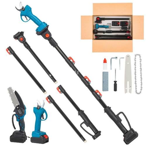 高枝据电动式伸缩杆高空电锯充电式树枝修剪果树加长杆修枝工