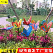 发光户外玻璃钢装 饰gz6m花仿真摆件蝴蝶公园草坪园林景观动物雕塑