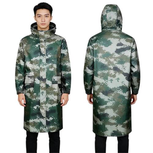 迷彩雨衣 EX07 连身长版登山钓鱼长版连身雨披抗洪防暴雨e