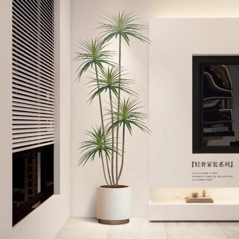 彷真绿色植物假植物轻奢客厅装饰树室内大型盆栽龙血树落地摆件彷