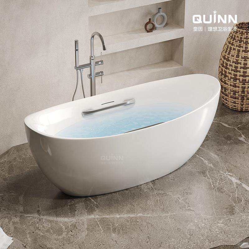 奎因单人独立浴缸一体无缝带扶手浴池家用酒店民宿网红浴缸浴池,家装主材,普通浴缸,淘宝优惠券,粉丝福利购,淘宝优惠卷