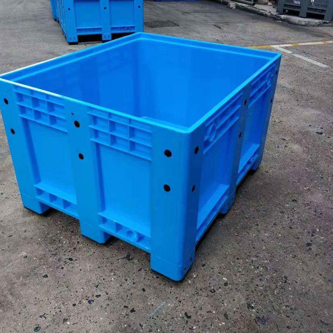 封闭大型1210卡板箱带盖周转箱密封型折叠加厚塑料箱网格底部托盘