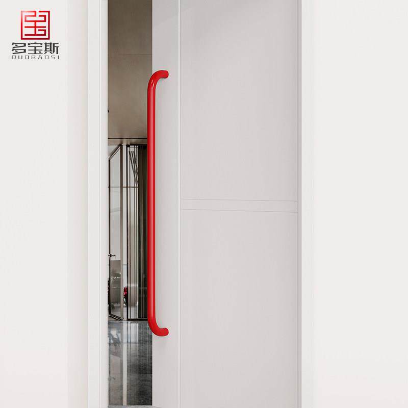 极简约有无框玻璃门大拉手加厚不锈钢商铺办公室实木门长把手红色