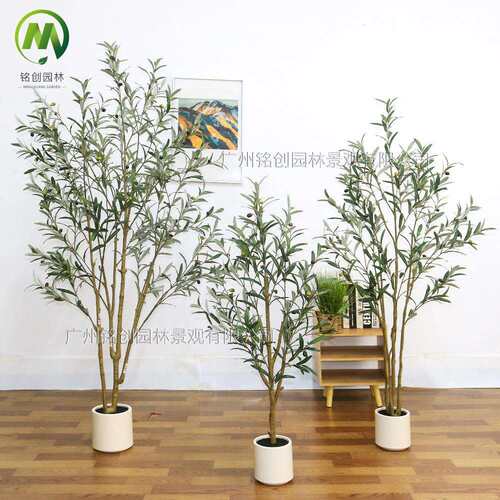 可拆装橄榄树假绿植盆栽 室内橱窗装饰仿真树网红大型仿真橄榄树