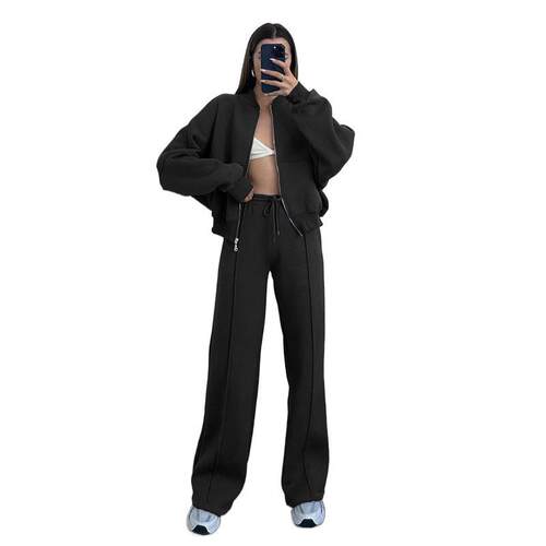 Hoodie, two women's clothing, zipper cardigan, long pants