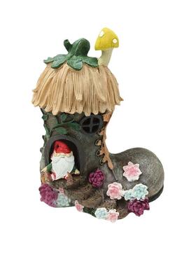 太阳能树脂房子树屋花园摆件庭院装饰园艺布景鞋子树屋树脂工艺品