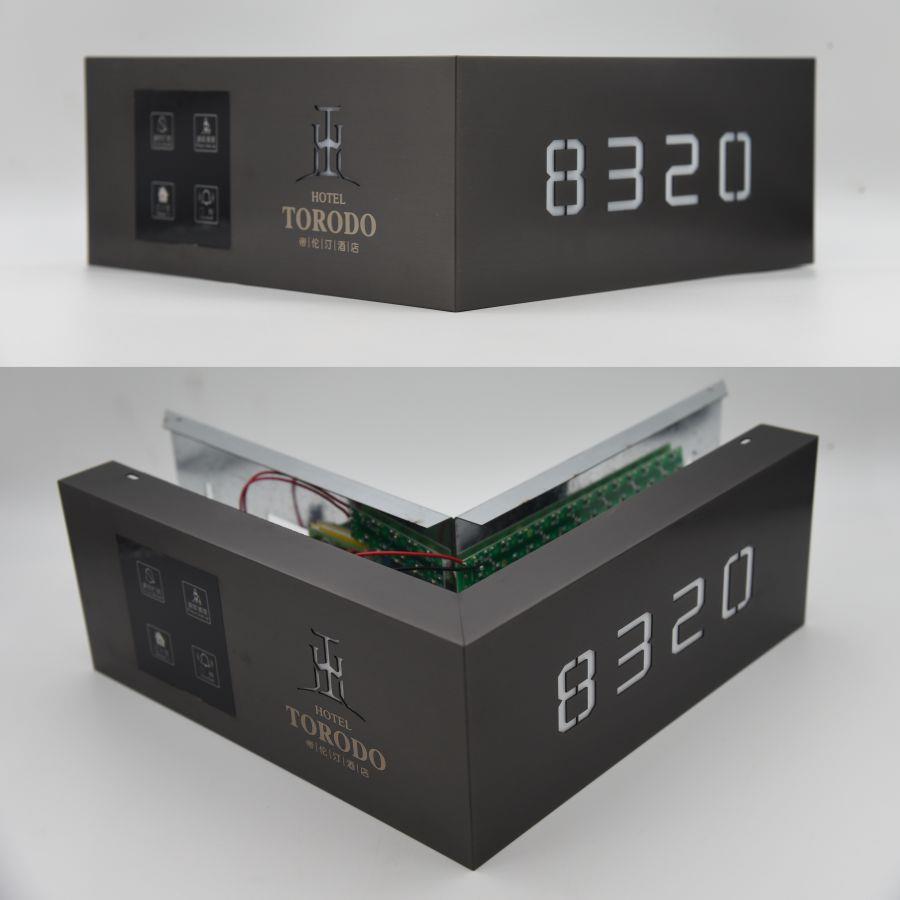 供不锈钢L型直门牌门371直显酒店宾馆ED发光房号L智能电子角门牌