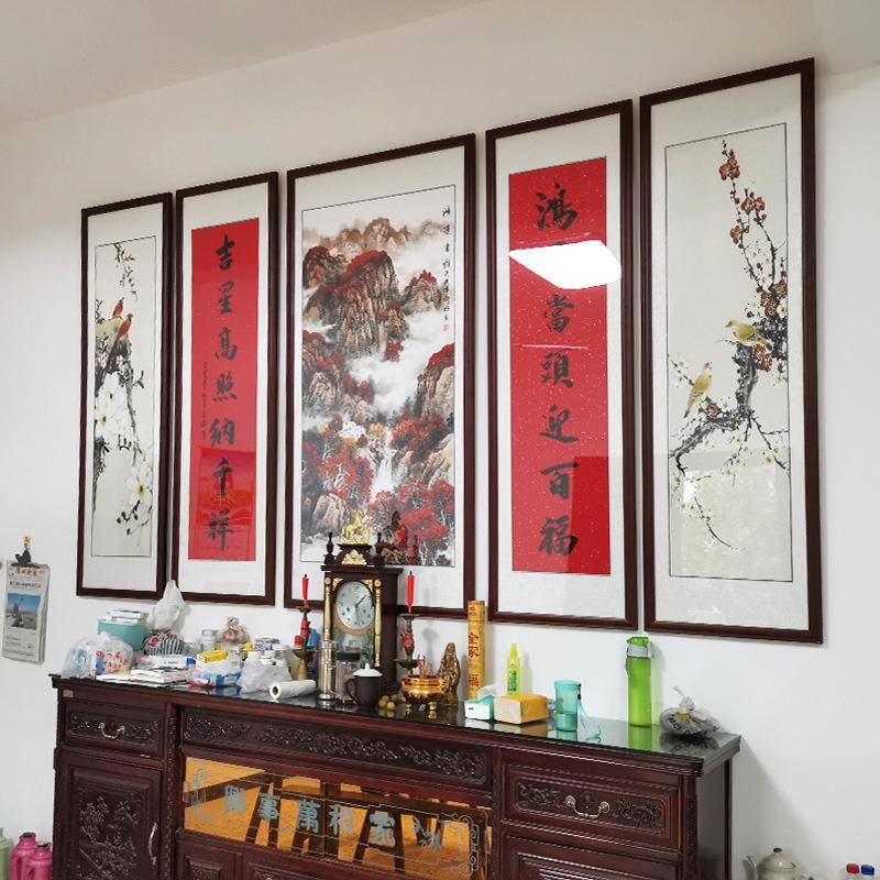 松厅鹤延年中堂客挂画农村堂屋大气大堂新居山装BKU饰水画贺寿对