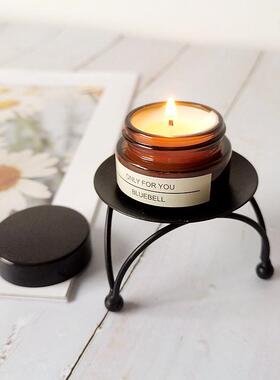 北欧复古圆形金色黑色香薰蜡烛托