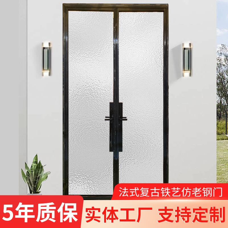法式复古铁艺仿老钢窗铁窗拱形老式平开窗钢化玻璃海棠玻璃门