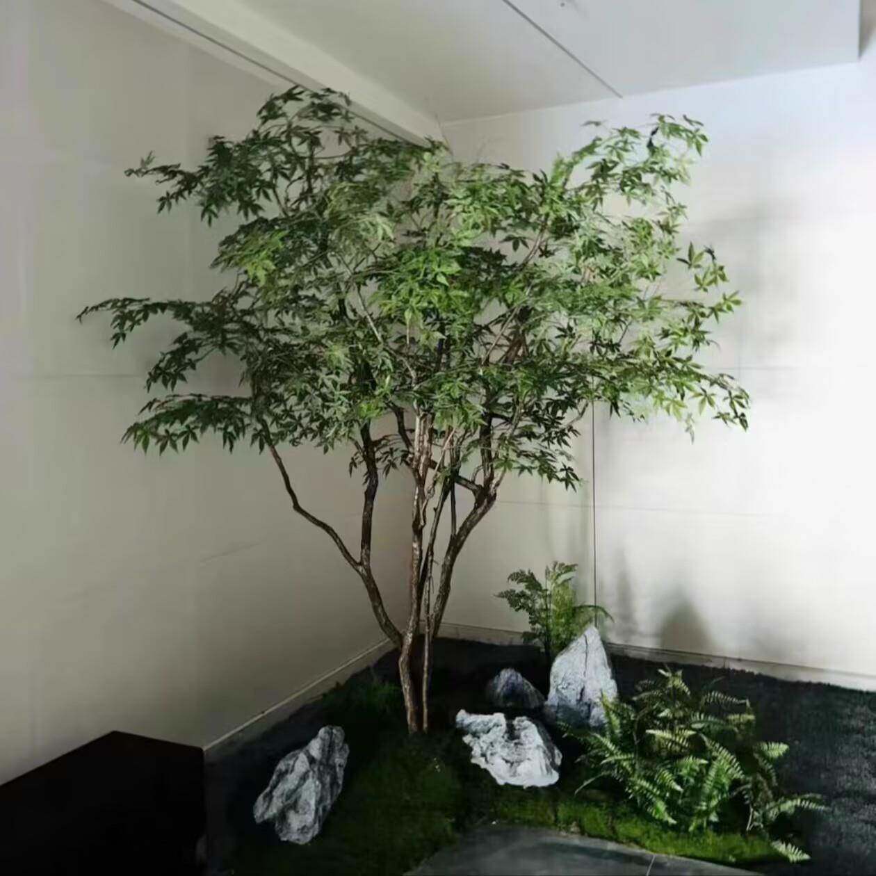 仿真绿枫树鸡爪槭室内绿植青枫树造景装饰造景枯山水干景假树景观