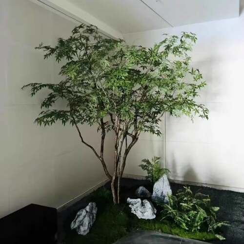 仿真绿枫树鸡爪槭室内绿植青枫树造景装饰造景枯山水干景假树景观