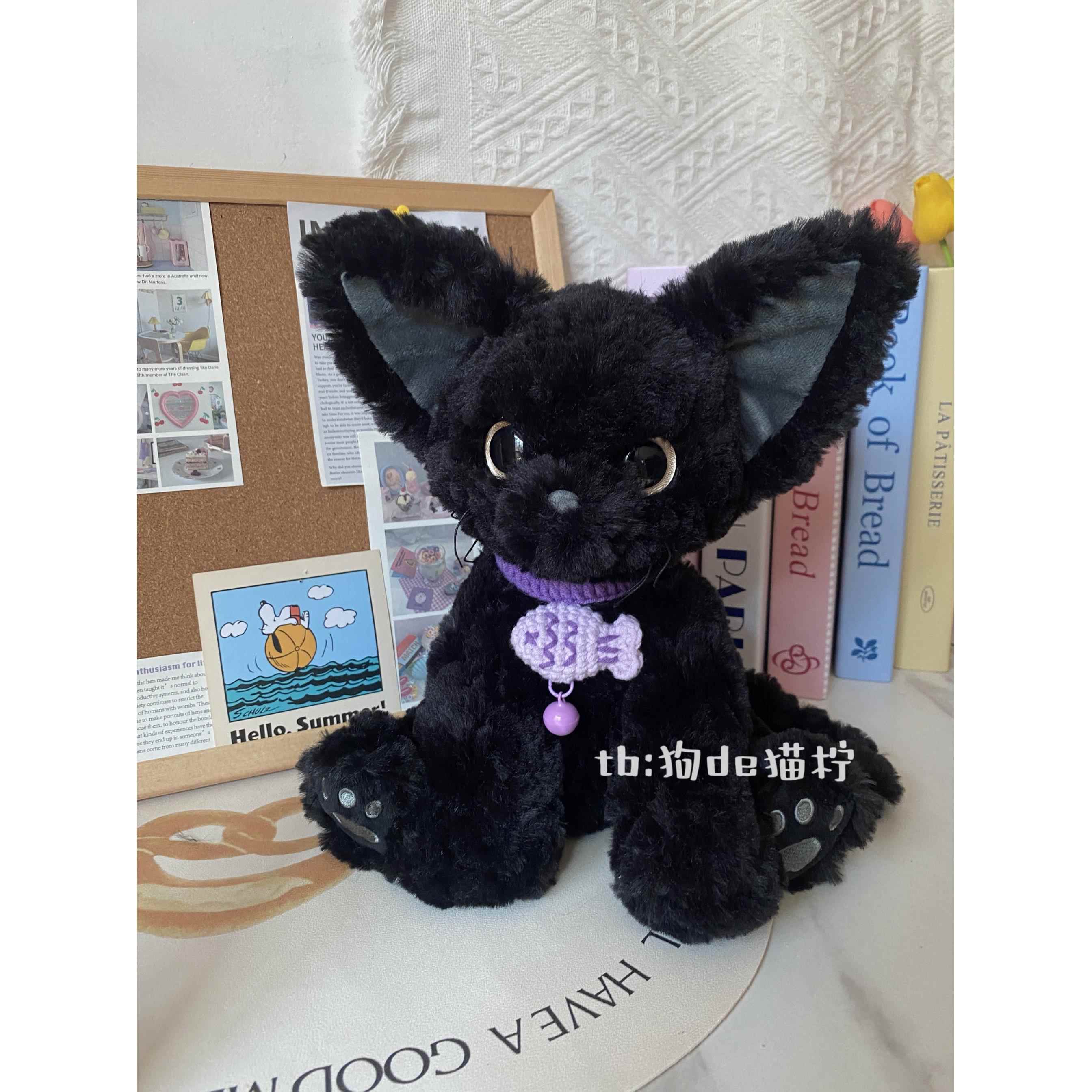 狗de猫柠普莱美猫咪帽子KUKI卡奇玩偶配饰黑色德文卷毛猫衣服礼物