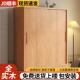 全木松木推门衣柜现代简约松木推拉家用卧实室新拉款 储柜物可原木