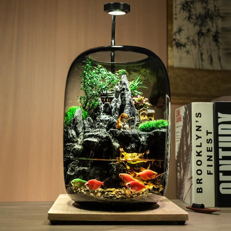 大号流水培鱼缸微景观玻璃花瓶植物客厅办公桌装饰摆饰苔藓造景