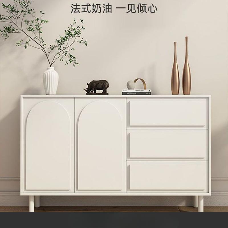 奶油餐边柜家用客厅一体靠墙柜子储物柜现代简约收纳玄关斗柜套装